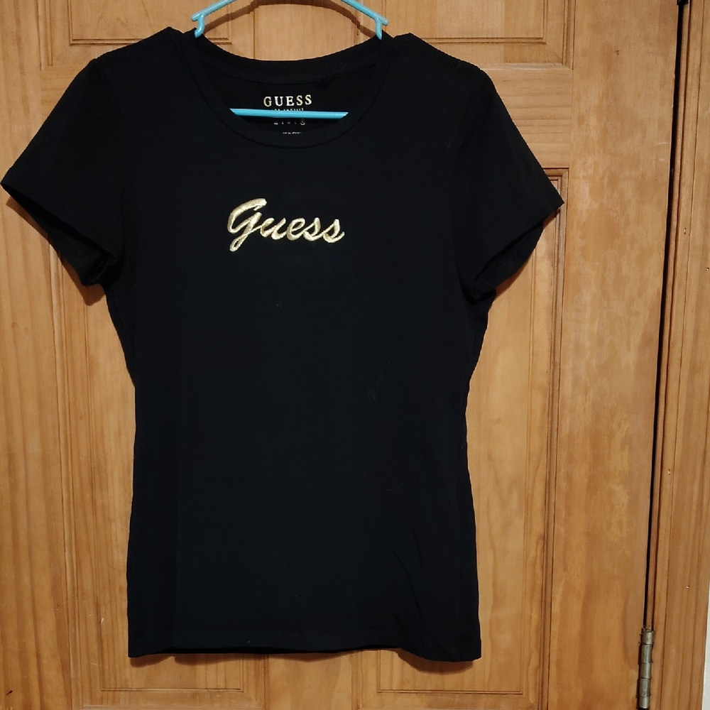 GUESS Black Tee with Gold Logo